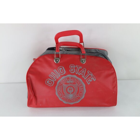 Vintage 70s 80s The Ohio State University Handled Vinyl Carry On Duffel Bag Red - Picture 1 of 13